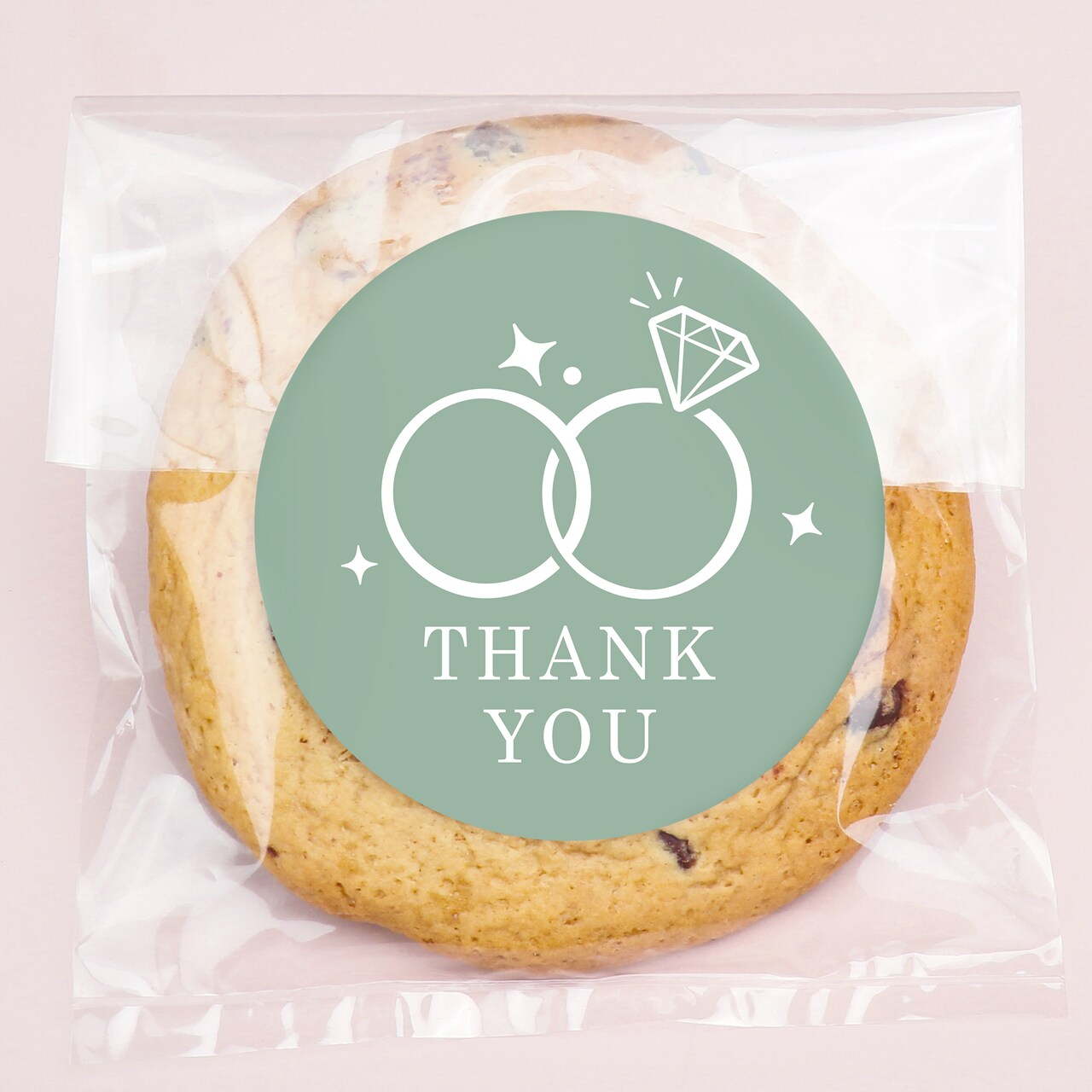 Big Dot of Happiness Sage Green Wedding Thank You Stickers and Clear Cookie Bags, Cellophane Treat Bags 4.25x7 IN for Candy or Baked Goods - 25 Count